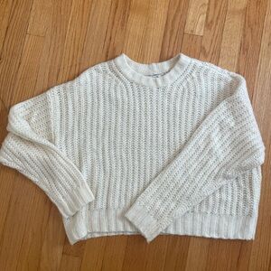 white cropped sweater